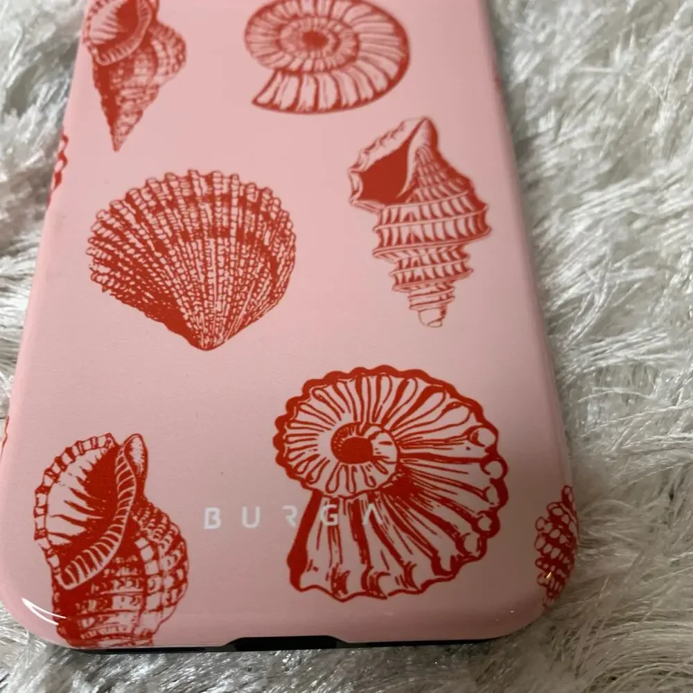 Burga Phone Case Shells Pink w Red Designs